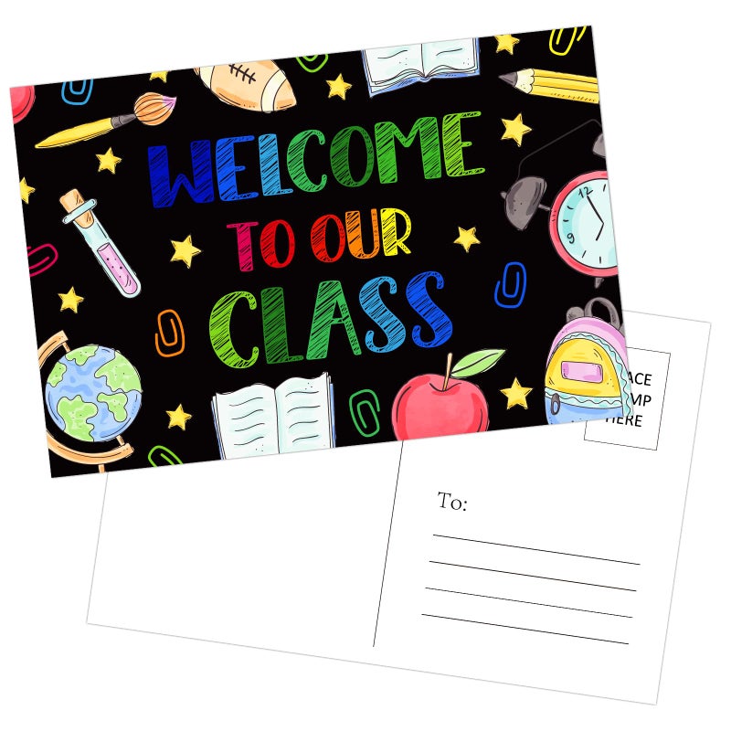 SICOHOME 36pcs Welcome to Our Class Postcards, 4""x6"" Chalkboard Themed Blank Postcards for Teachers to Send to Kids for Back to School - Image 1